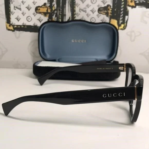✨ Luxury New Authentic Gucci GG1138O 001 Black Square Eyeglasses ✨